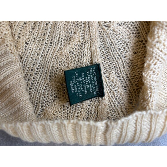 Lauren Ralph Lauren 100% Linen Cable Knit Sweater Cream Medium - Picture 3 of 7